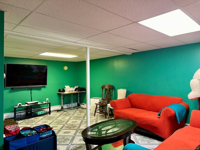 48 Harris Dr, Newington, CT 06111 - living area with a drop ceiling and baseboard heating