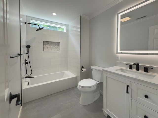 6 Jeffro Dr, Ridgefield, CT 06877 - full bathroom featuring vanity, shower / bath combination, tile patterned floors, and crown molding