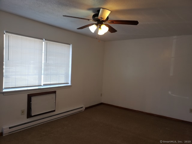 16 Lisa Ct Apt 7, Waterbury, CT 06704 - empty room with a baseboard heating unit, ceiling fan, and carpet floors