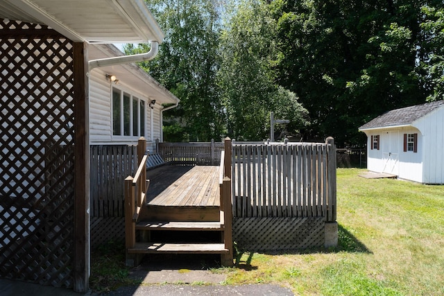 56 Franklin St, Vernon, CT 06066 - wooden terrace featuring a lawn and a shed