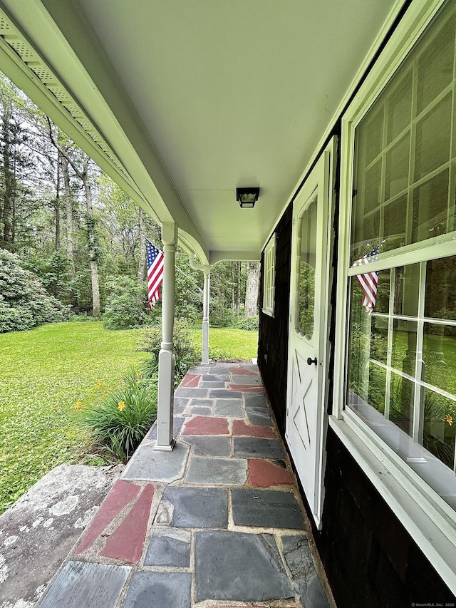 364 Locust Rd, Harwinton, CT 06791 - covered porch featuring a lawn