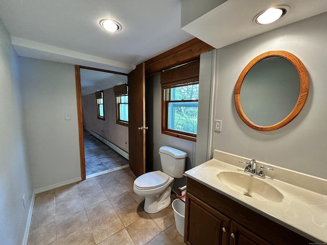 364 Locust Rd, Harwinton, CT 06791 - bathroom with baseboard heating, vanity, and tile patterned flooring