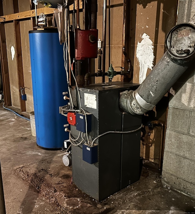 364 Locust Rd, Harwinton, CT 06791 - utility room with water heater and a heating unit
