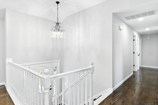 15 Beech St, North Branford, CT 06471 - hallway featuring an upstairs landing, attic access, and dark wood-style floors