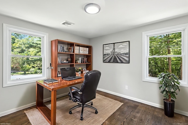 15 Beech St, North Branford, CT 06471 - home office featuring plenty of natural light and dark wood-type flooring