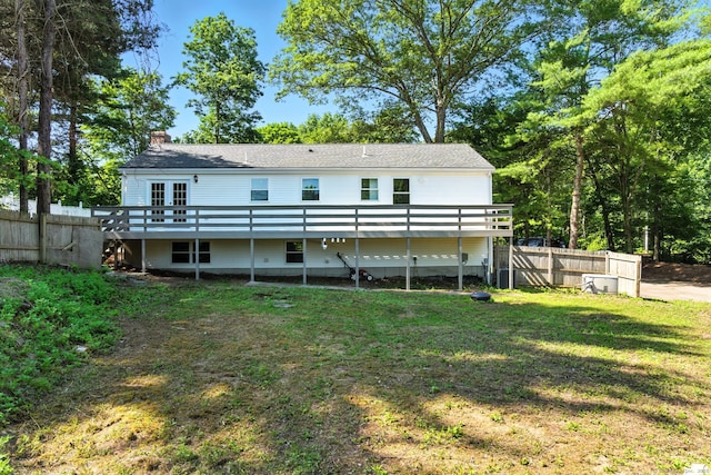 15 Beech St, North Branford, CT 06471 - back of house featuring a wooden deck and a chimney