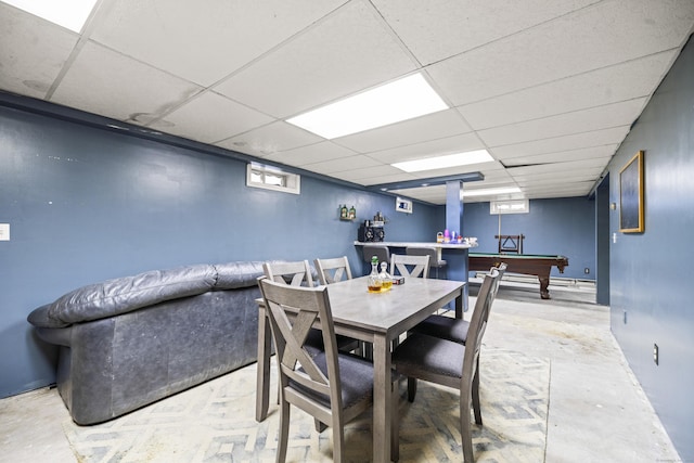 64 Melcon Dr, Southington, CT 06489 - dining room featuring a paneled ceiling, billiards, and concrete flooring