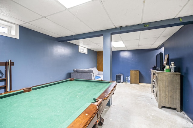 64 Melcon Dr, Southington, CT 06489 - game room with a paneled ceiling, billiards table, and concrete floors