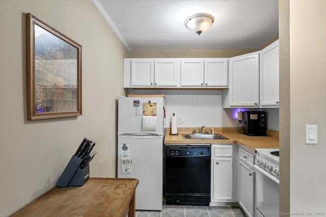 230 W Walk Walk Unit 230, West Haven, CT 06516 - kitchen featuring white appliances, light countertops, white cabinets, and ornamental molding