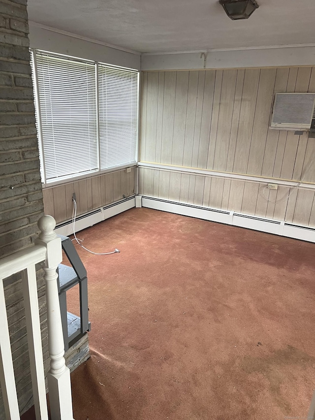 unfurnished sunroom with baseboard heating