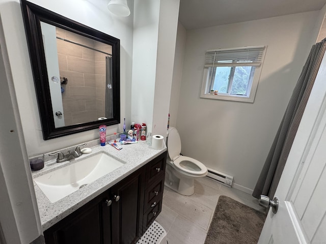 24 N Forest Cir, West Haven, CT 06516 - full bath with a baseboard radiator, vanity, and curtained shower