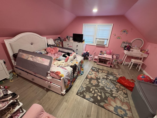 24 N Forest Cir, West Haven, CT 06516 - bedroom with wood finished floors, cooling unit, and lofted ceiling
