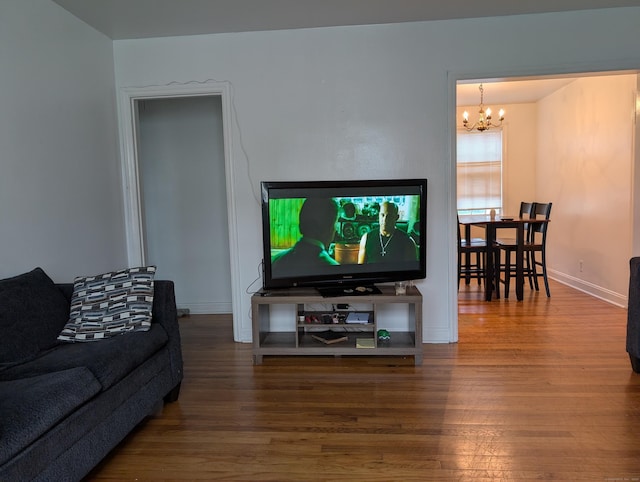 901 William St Apt A, Bridgeport, CT 06608 - living room featuring a chandelier and wood finished floors