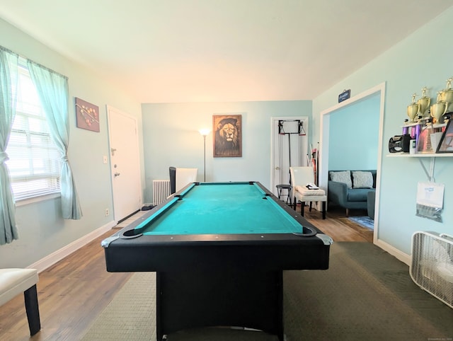 901 William St Apt B, Bridgeport, CT 06608 - recreation room featuring billiards table, wood finished floors, and radiator heating unit