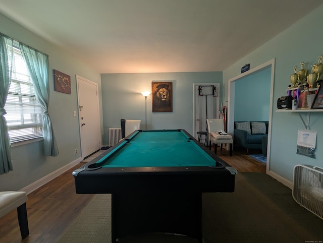 901 William St Apt B, Bridgeport, CT 06608 - game room with billiards, radiator, and wood finished floors