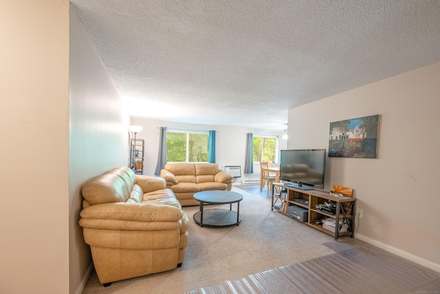 14 Newtown Rd Unit B9, Danbury, CT 06810 - living area with a textured ceiling and light carpet