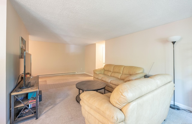 14 Newtown Rd Unit B9, Danbury, CT 06810 - carpeted living room featuring baseboard heating and a textured ceiling