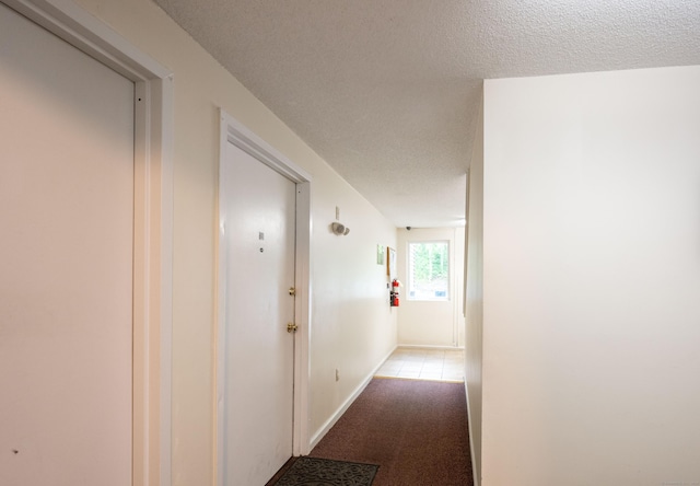 14 Newtown Rd Unit B9, Danbury, CT 06810 - corridor with carpet floors, a textured ceiling, and tile patterned flooring