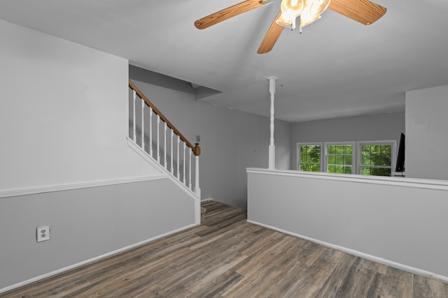 46 Rising Trail Dr Unit 46, Middletown, CT 06457 - spare room with wood finished floors, ceiling fan, and stairs