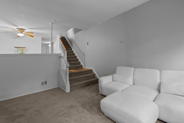 46 Rising Trail Dr Unit 46, Middletown, CT 06457 - carpeted living area featuring ceiling fan and baseboards