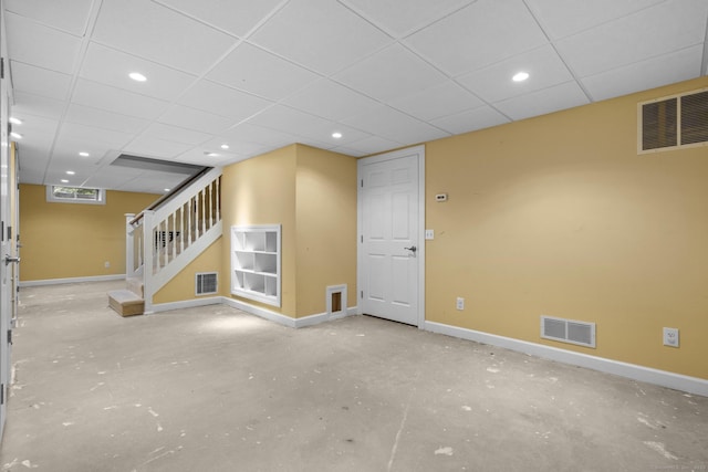 72 Hazelwood Dr, Southington, CT 06489 - finished below grade area featuring stairs, a drop ceiling, and recessed lighting