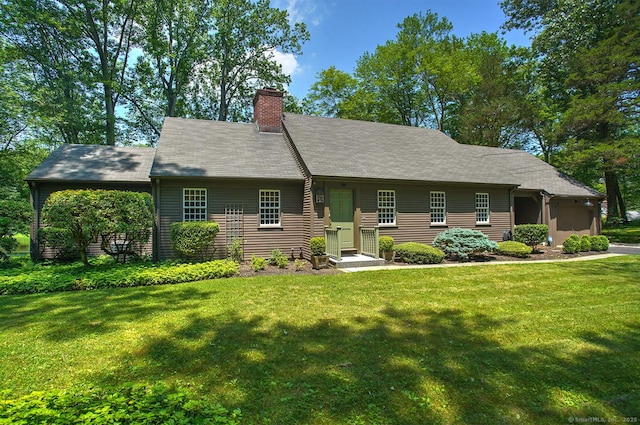 50 Pond Rd, Easton, CT 06612 - view of front of home featuring a front yard and a chimney