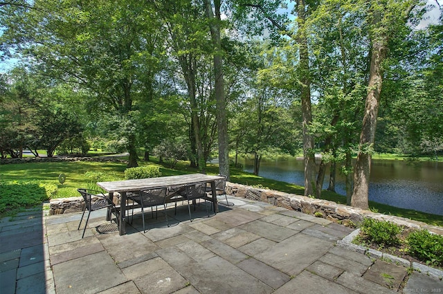 50 Pond Rd, Easton, CT 06612 - view of patio featuring outdoor dining area and a water view