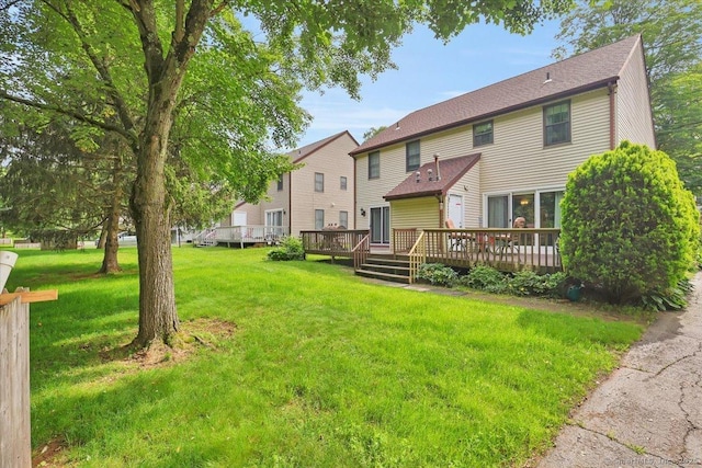 170 Summer St Unit 170, Portland, CT 06480 - rear view of house featuring a wooden deck and a yard