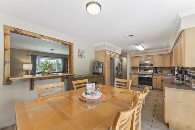 17 Stony Brook Rd, Brookfield, CT 06804 - dining room with light tile patterned flooring and crown molding