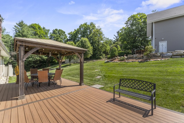 17 Stony Brook Rd, Brookfield, CT 06804 - deck featuring a gazebo, a yard, and outdoor dining space