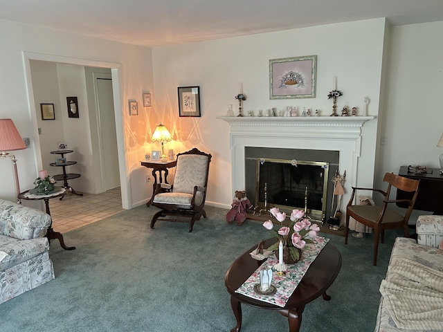 16 Round Hill Cir, Naugatuck, CT 06770 - living room with carpet and a glass covered fireplace