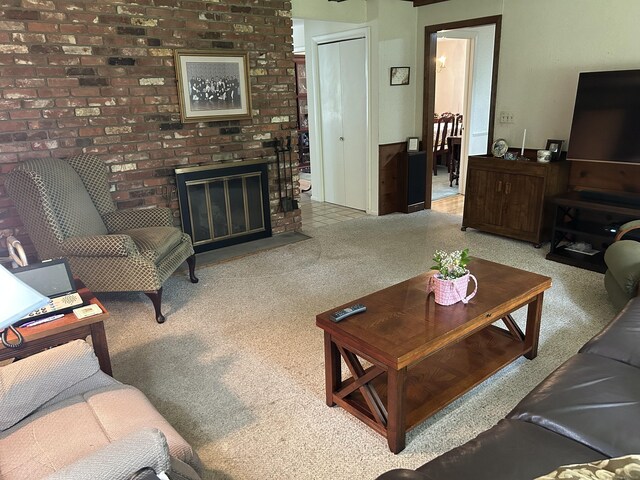 16 Round Hill Cir, Naugatuck, CT 06770 - living area with carpet flooring and a fireplace