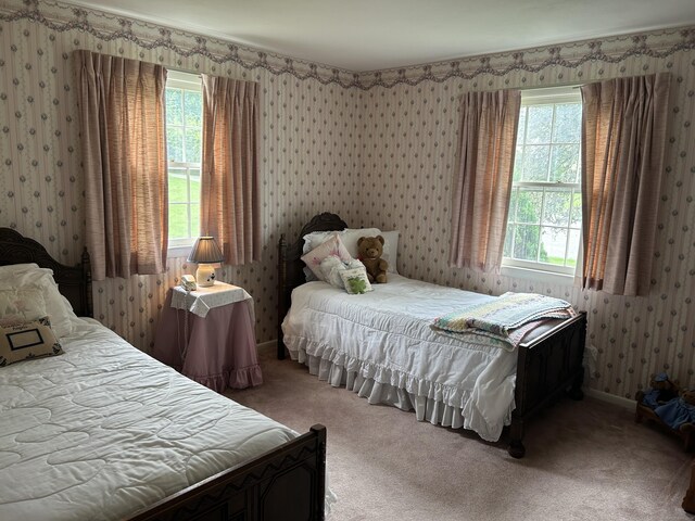 16 Round Hill Cir, Naugatuck, CT 06770 - carpeted bedroom with wallpapered walls