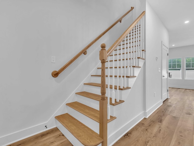138 Boston Post Rd Unit 15, East Lyme, CT 06333 - staircase featuring recessed lighting and wood finished floors