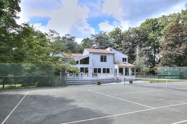174 Cross Hwy, Westport, CT 06880 - view of tennis court featuring view of scattered trees