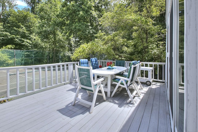 174 Cross Hwy, Westport, CT 06880 - wooden terrace with outdoor dining area