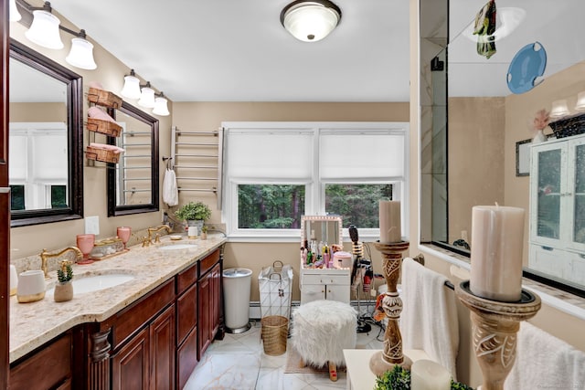 79 Ledgewood Dr, North Branford, CT 06471 - bathroom with marble finish floors and double vanity
