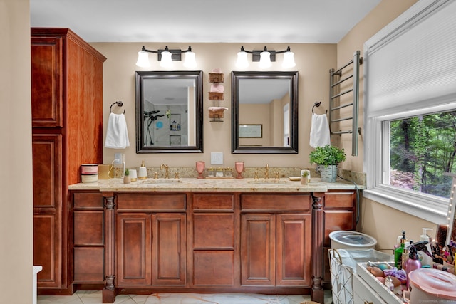 79 Ledgewood Dr, North Branford, CT 06471 - bathroom with double vanity and tile patterned flooring