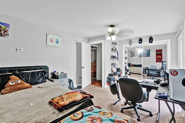 79 Ledgewood Dr, North Branford, CT 06471 - carpeted bedroom featuring a desk and ceiling fan