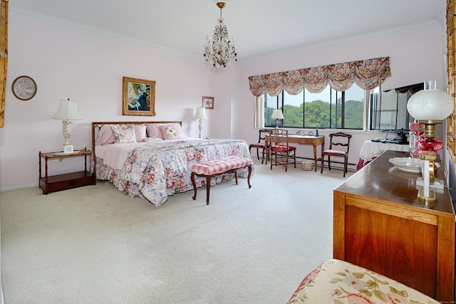 3200 Park Ave Unit 6A2, Bridgeport, CT 06604 - carpeted bedroom with ornamental molding and a chandelier