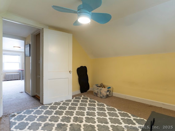 180 Lake Ave, Bristol, CT 06010 - bonus room with radiator heating unit, carpet floors, a ceiling fan, and vaulted ceiling