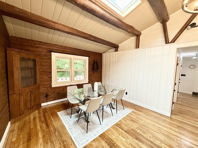 3951 S St, Coventry, CT 06238 - dining room with light wood-style floors, a skylight, and wooden ceiling