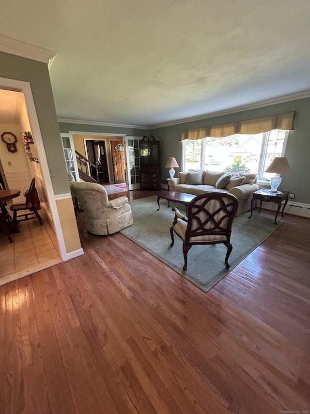 25 Tanglewood Ln, Naugatuck, CT 06770 - living area featuring ornamental molding, wood finished floors, and plenty of natural light