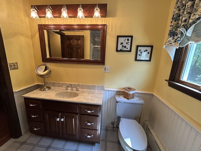 25 Tanglewood Ln, Naugatuck, CT 06770 - bathroom with a wainscoted wall, vanity, and tile patterned floors