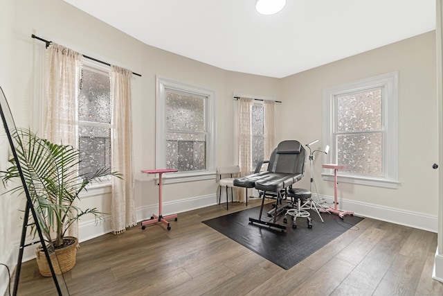 190 Whitney Ave, Bridgeport, CT 06606 - workout room featuring baseboards and wood finished floors