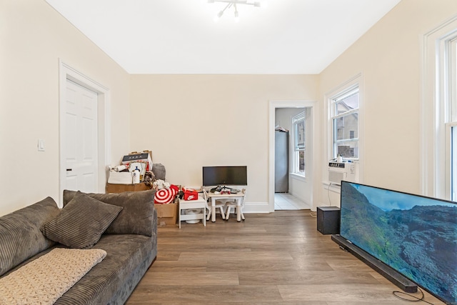 190 Whitney Ave, Bridgeport, CT 06606 - living area with wood finished floors and cooling unit