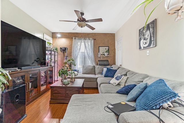 190 Whitney Ave, Bridgeport, CT 06606 - living area featuring a ceiling fan and wood finished floors