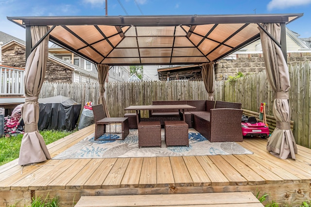 190 Whitney Ave, Bridgeport, CT 06606 - deck with a gazebo, a fenced backyard, and an outdoor hangout area