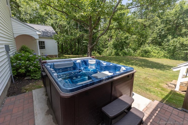 10 Laurel Grove Dr, Haddam, CT 06441 - view of patio featuring a hot tub