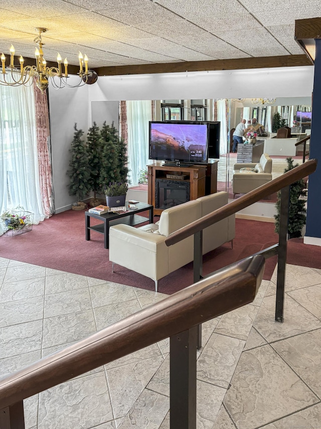 120 Huntington Tpke Unit 606, Bridgeport, CT 06610 - living area featuring a chandelier and carpet floors